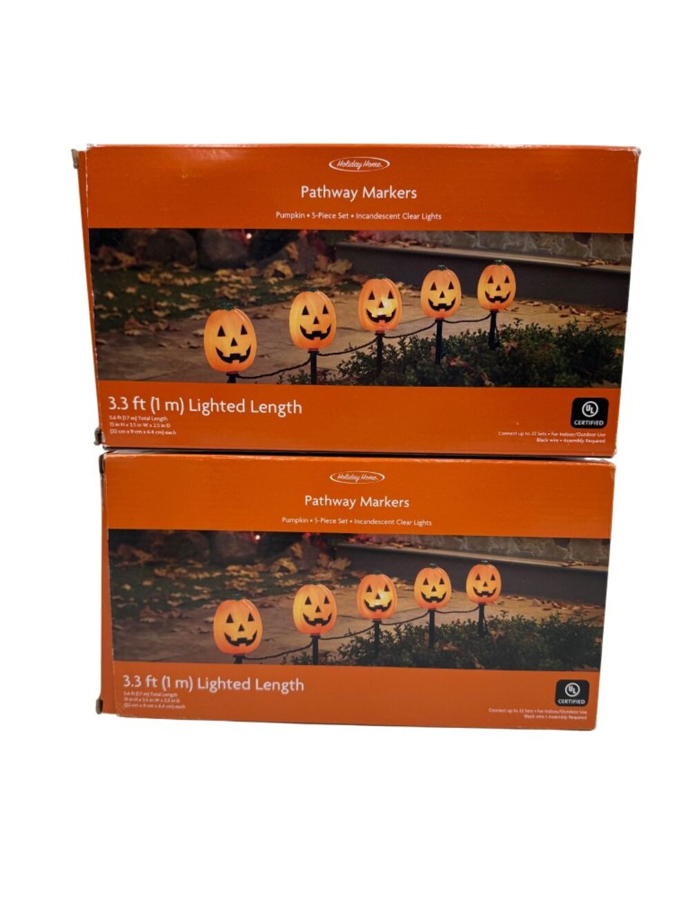 Holiday Home Pathway Markers 5-Piece Set Halloween Pumpkins 3.3 Ft Length